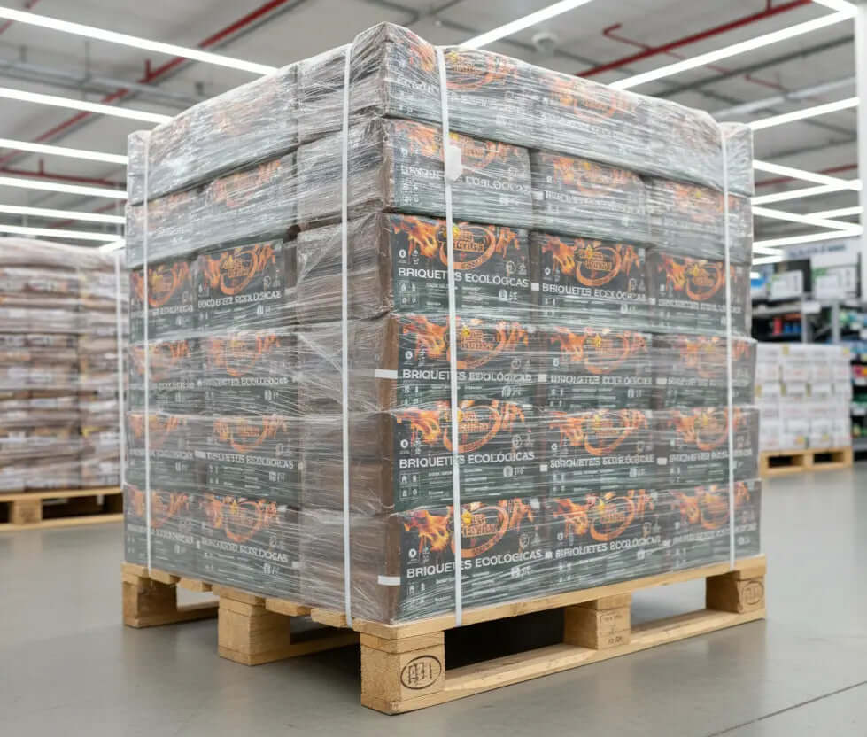 Briquetes de Madeira Premium 864kg | Palete 96 Packs NovaLenha | Combustível Ecológico Portugal