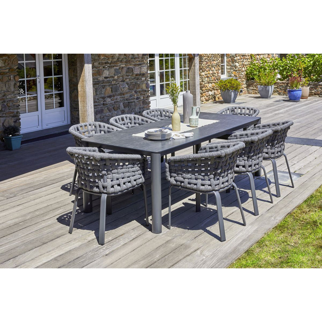 Conjunto Mesa e Cadeiras de Jardim em Alumínio e Cerâmica 8 Pessoas CAMARGUE
