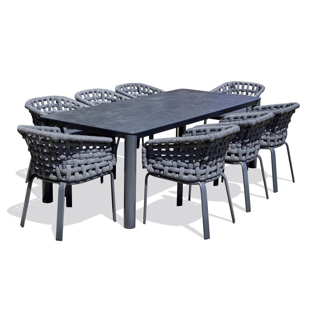 Conjunto Mesa e Cadeiras de Jardim em Alumínio e Cerâmica 8 Pessoas CAMARGUE