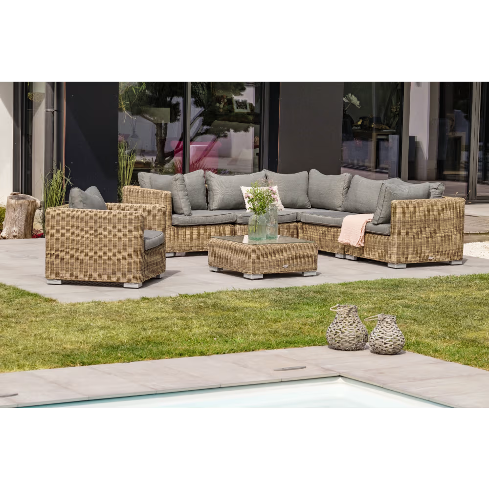 Conjunto de Jardim 6 Lugares em Resina Trançada Mel MONTMARTRE