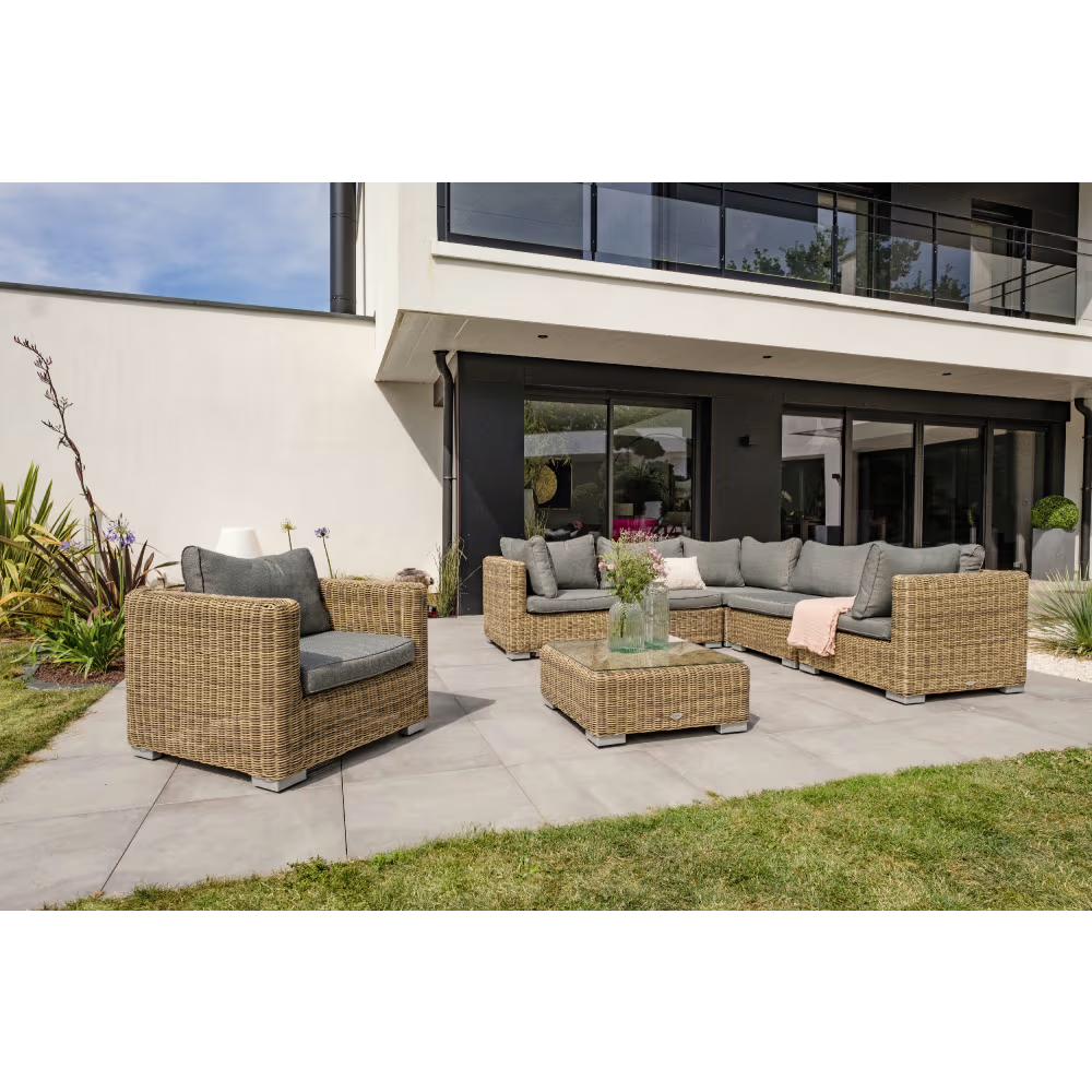 Conjunto de Jardim 6 Lugares em Resina Trançada Mel MONTMARTRE